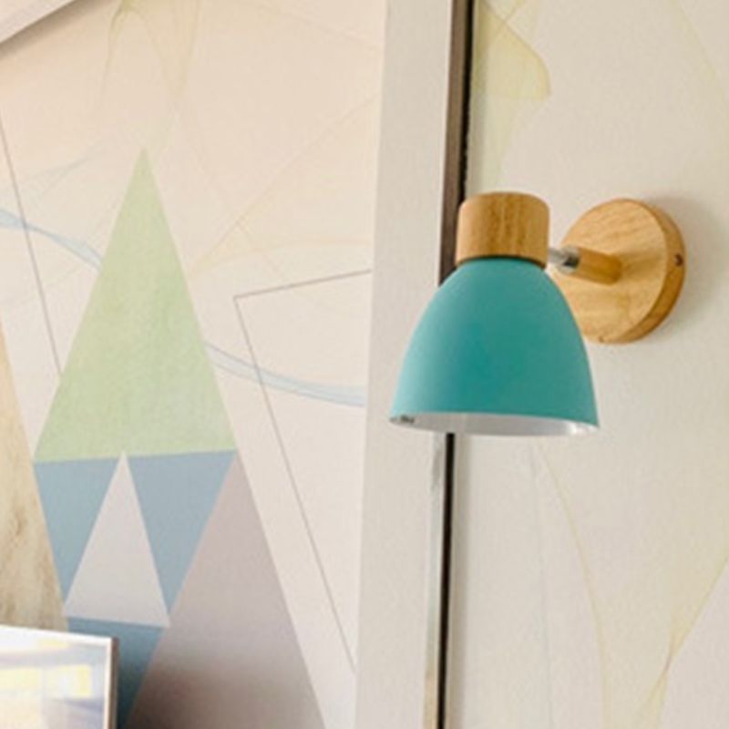 Wooden Simplicity Wall Sconce Colorful Metal Wall Mounted Lamp for Sitting Room