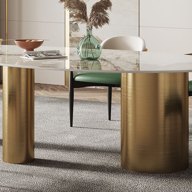 Metal Traditional Luxury Oval Indoor Table Marble Top Table with 3 Legs