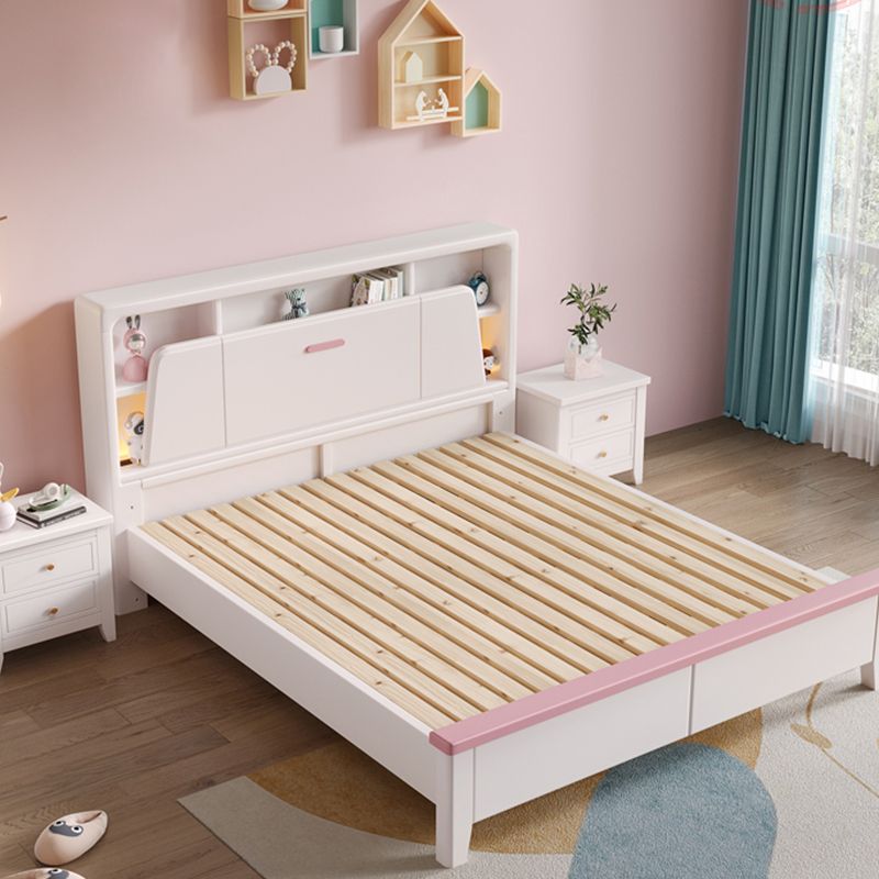 Modern Wood Bed Frame Bookcase Included Standard Bed for Bedroom