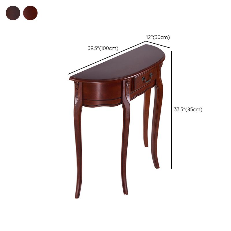Mid-Century Modern Wooden Accent Table Half Moon Sofa Console Table for Hall