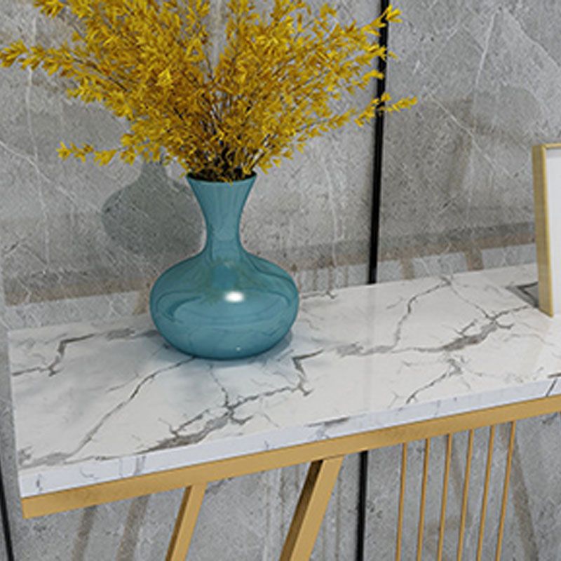Modern Iron Console Sofa Table Rectangle Marble Console Accent Table for Hall