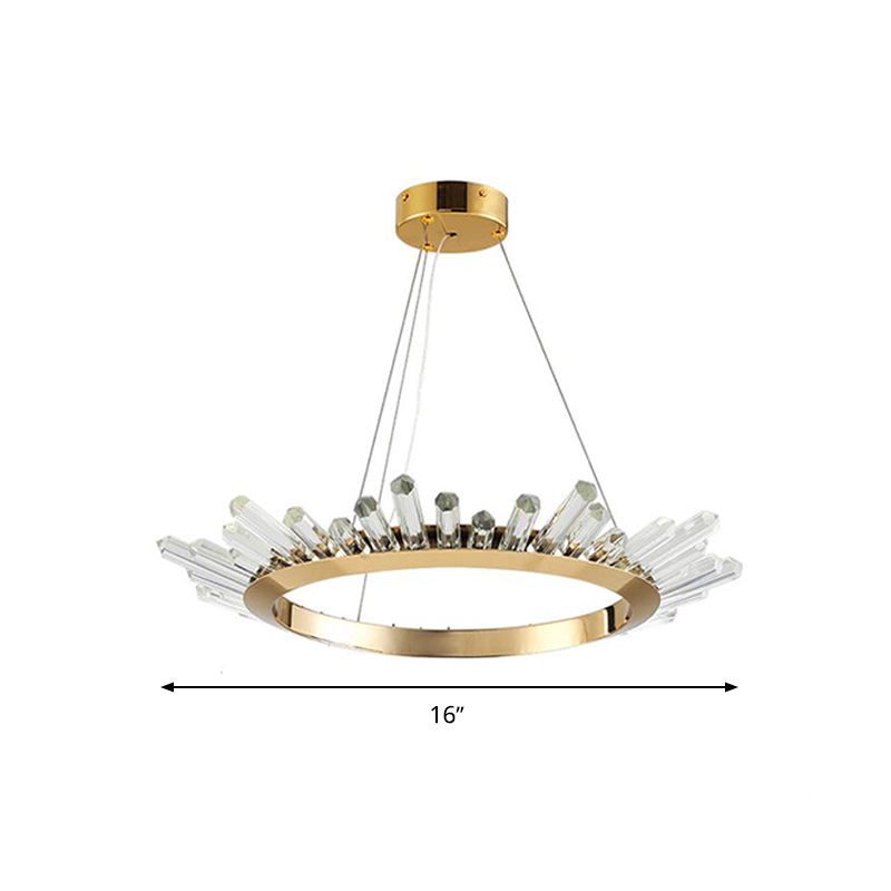 Lampadanda rotondo lampadario modernista in metallo a led soffitto oro appeso per camera da letto, largo 16 "/21,5" /31,5 "
