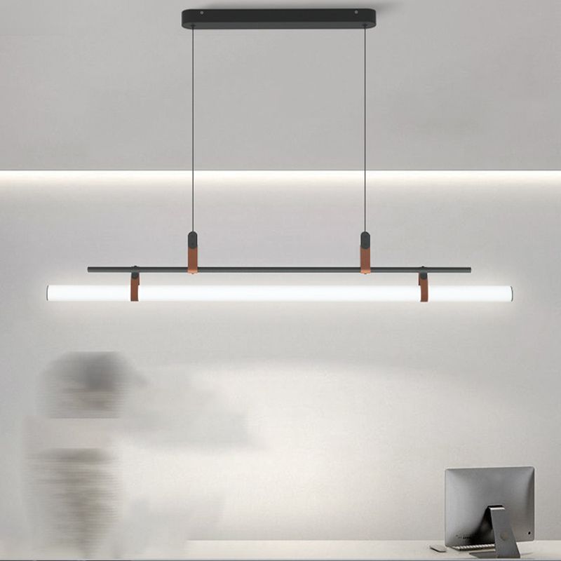 Nordic Style Island Light Metal Straight Island Pendant for Dining Room