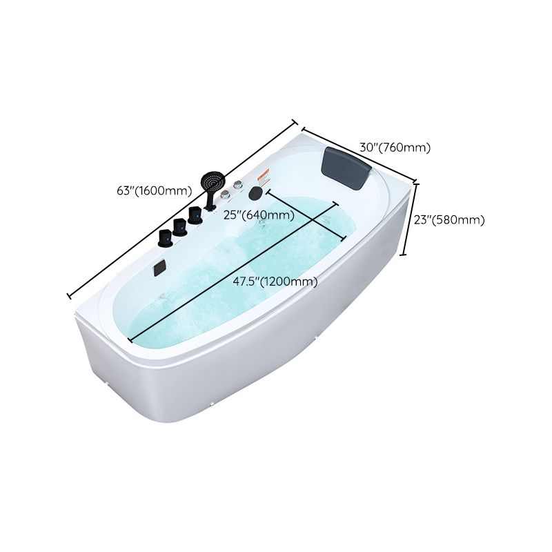 Corner Acrylic Bathroom Bath Tub Modern Back to Wall Soaking Tub