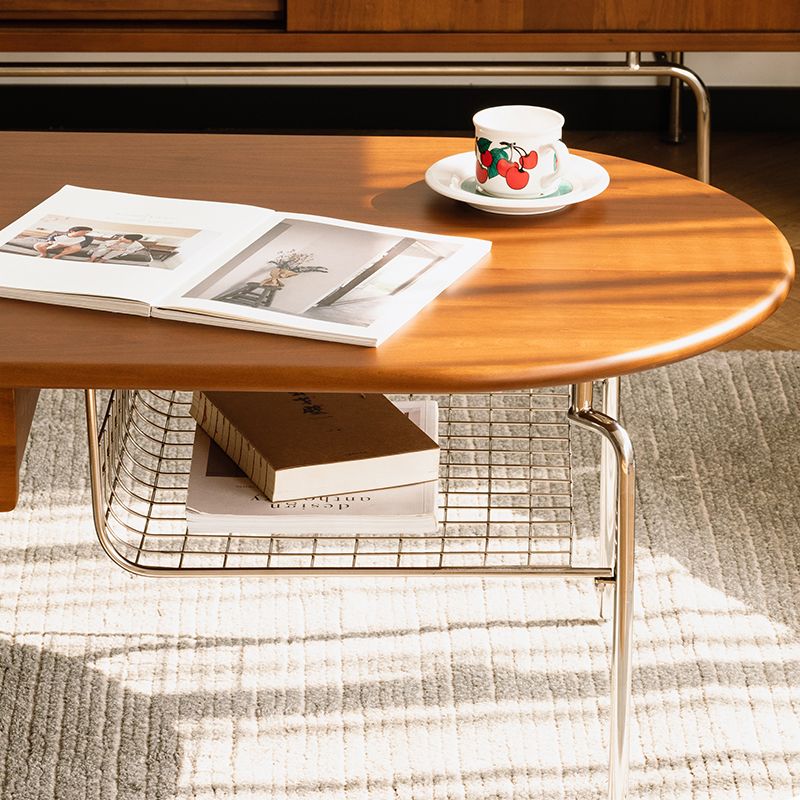 23" Wide Contemporary Coffee Table Oval Coffee Cocktail Table with Storage