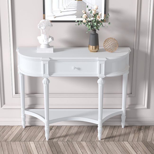 Birch Console Table with 4 Legs and Shelf 34.64" High Accent Table