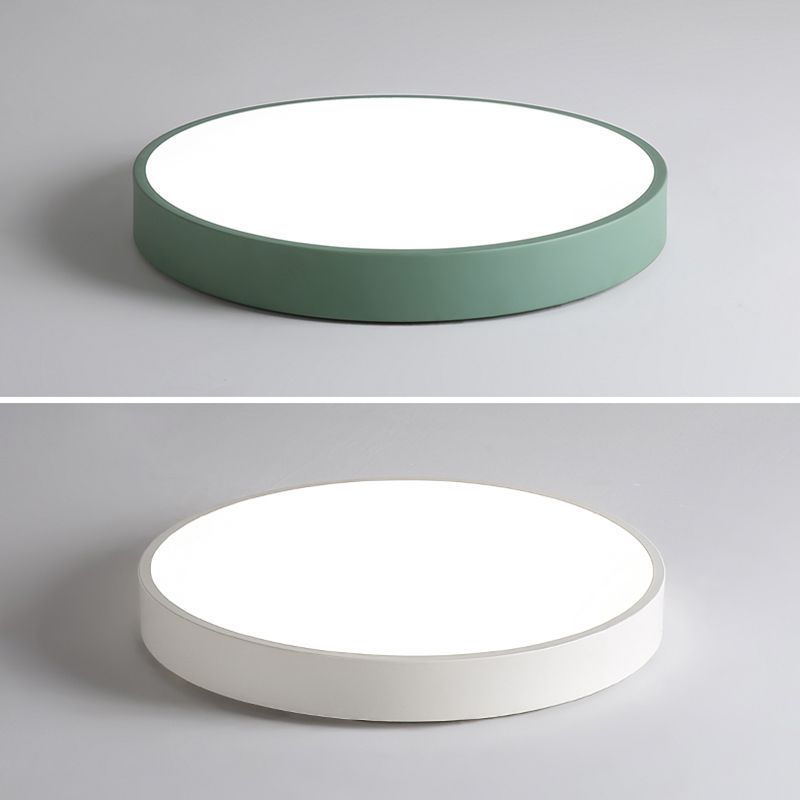 Round Shape LED Ceiling Lamp Macaroon Modern Simple Style Iron Flush Mount for Dining Room