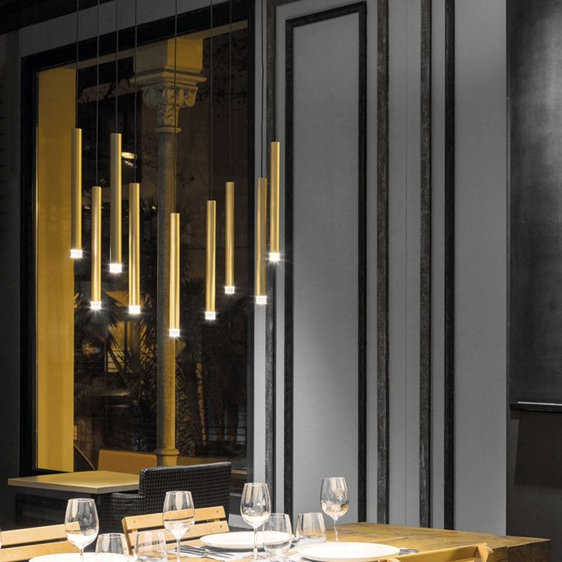 Gouden afwerking lineaire ophanging licht postmodern 1 lamp metalen hanger voor eetkamer