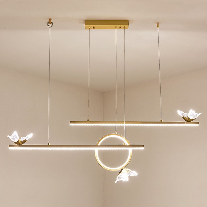 Luce dell'isola geometrica moderna lampadario a sospensione Metal 6 Luci dell'isola luminosa in oro