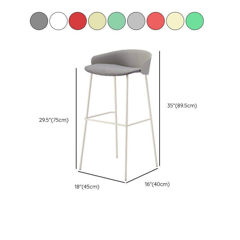 Contemporary Bucket Low Back Armless Bar Stools with White Metal Base