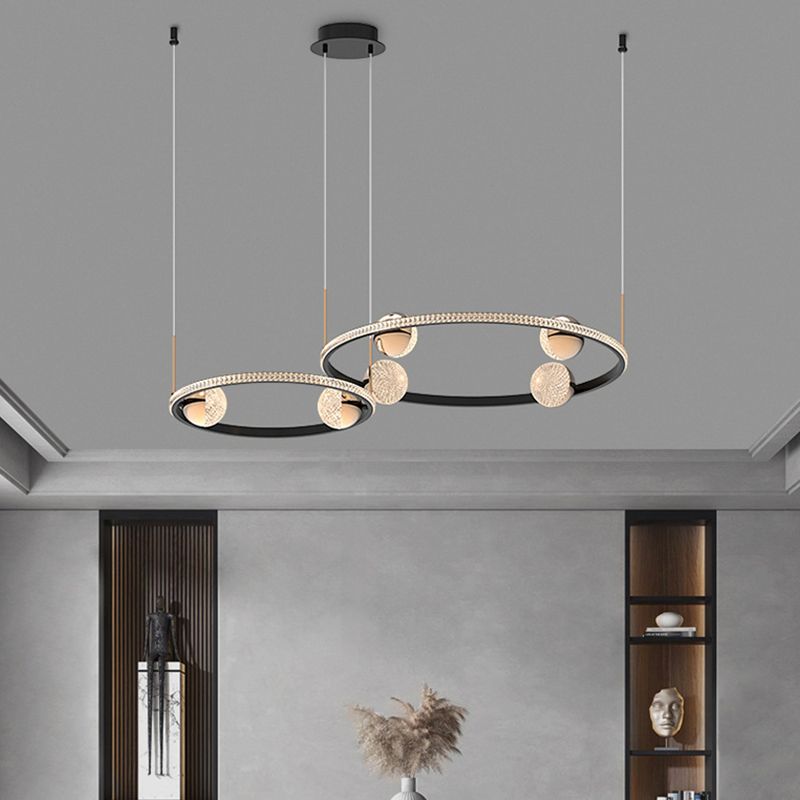 Lampada del lampadario ad anello nero Creative Lampada a sospensione a LED acrilico minimalista
