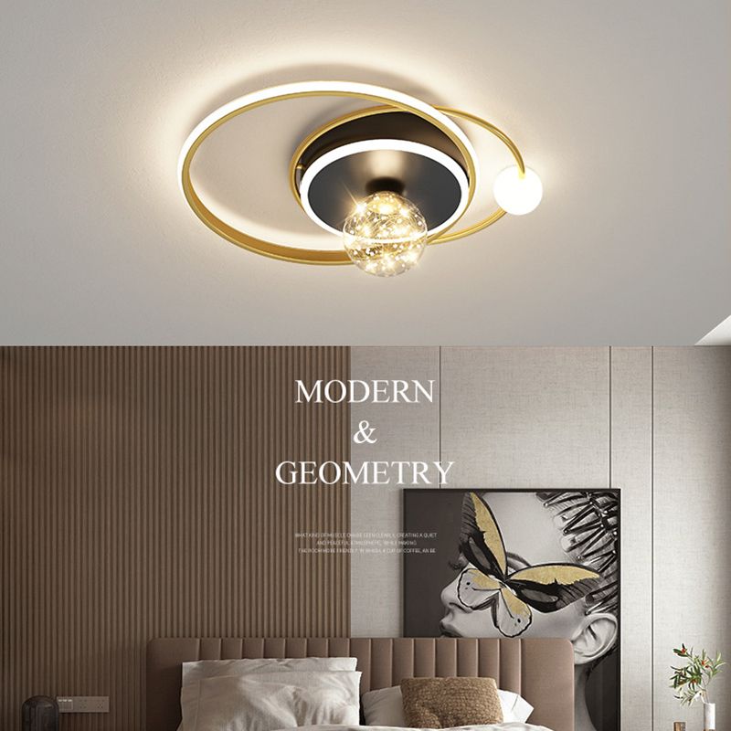 Luz de techo empotrada geométrica negra y dorada, luz empotrada LED estrellada de vidrio transparente modernista
