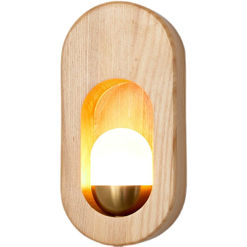 Moderna pared de madera apliques ovalado 1 luz acrílica de pared acrílica para dormitorio