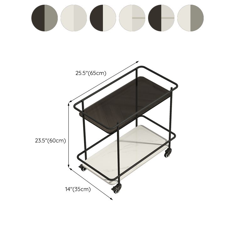 23.6" Tall Contemporary End Slide Table Glass Top Rectangular Side Table
