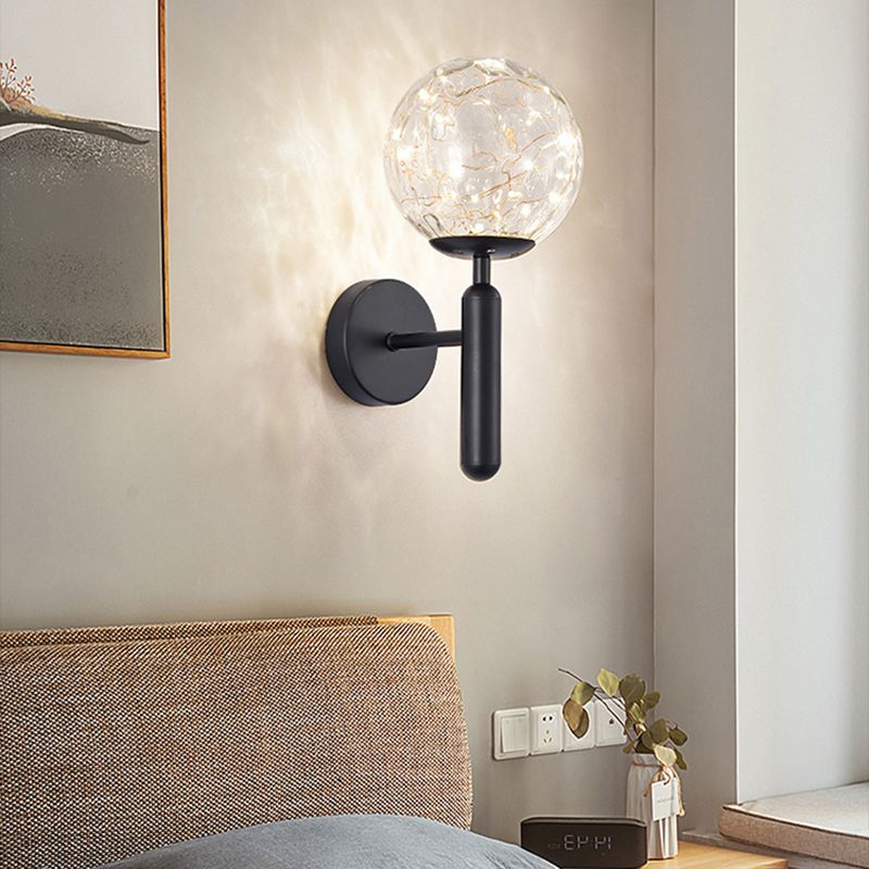 Stile moderno a forma sferica murale vetro sconce 1 illuminazione da parete leggera per accanto