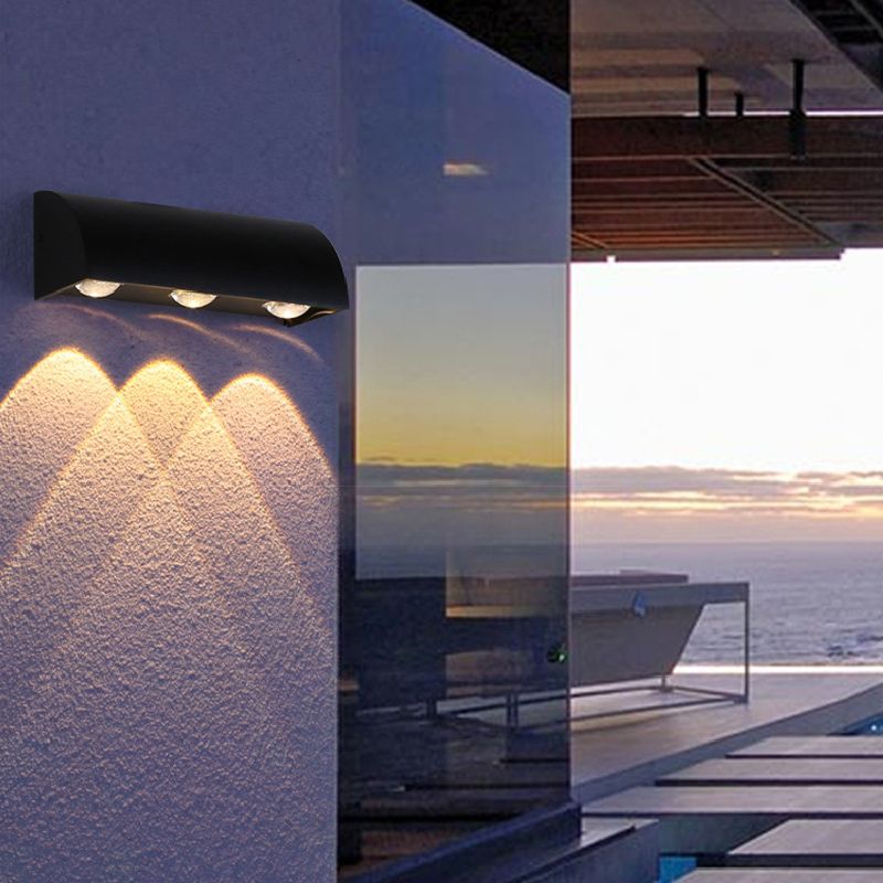 3 - Light LED Wall Flush Mount Light Fixture in Black Contemporary Metal Wall Light
