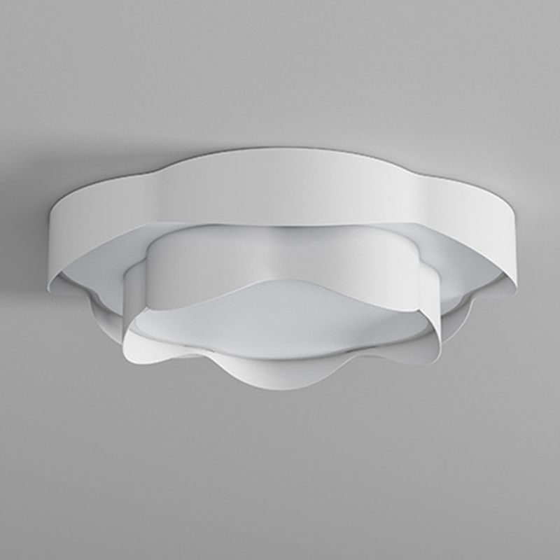 Modernism Flush Mount 2-Tier Ceiling Mounted Fixture in White for Bedroom