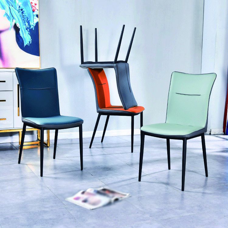 Chaise d'appoint scandinave pour la maison, chaise d'intérieur à dossier solide en métal, pour salle à manger