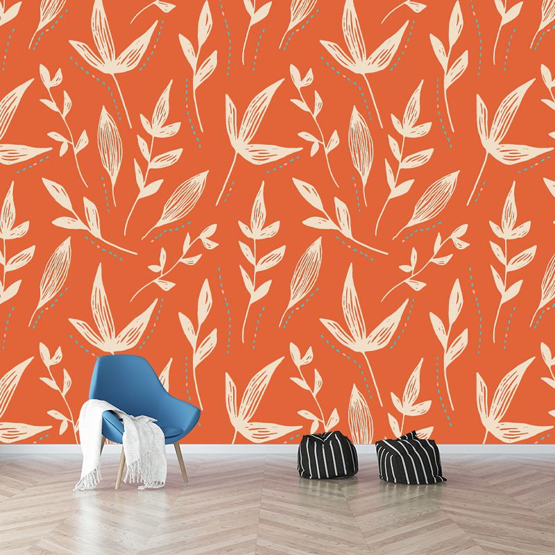 Botanical Illustration Mural Personalized Size Wall Covering for Sleeping Room