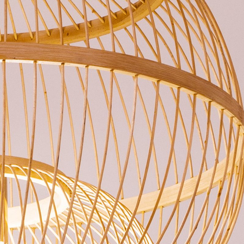 Bambus chinesische Hängende Deckenleuchte 1-Licht-Anhängerlicht für Teeberzimmer