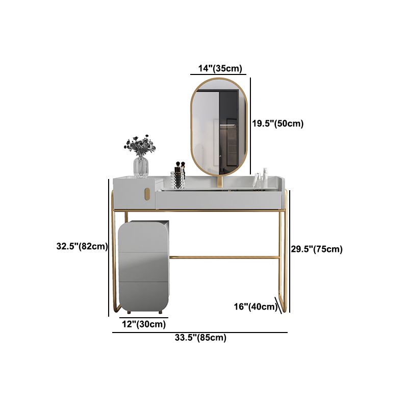 Contemporary Glass Vanity Makeup Dressing Table Set with Mirror & Stool - 32.38" H