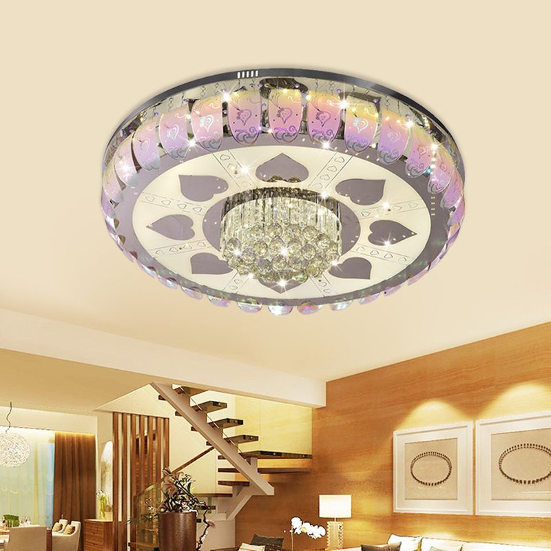 Plafoniera a LED in vetro modellato Lampada da incasso per lobby rotonda cromata moderna, larghezza 19,5"/23,5"