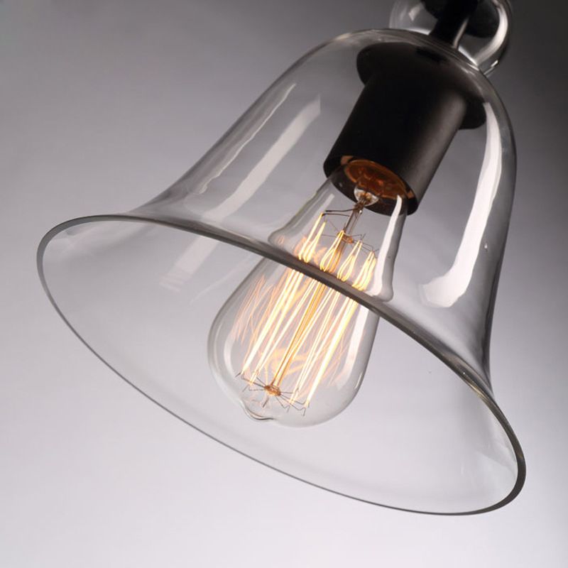 Lámpara colgante de campana modernismo ámbar/vidrio transparente 1 cabezal comedor lámpara colgante