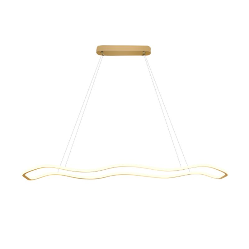 Metal Wavy Island Pendant Light Modern Style LED Island Lighting Fixture for Dinning Room
