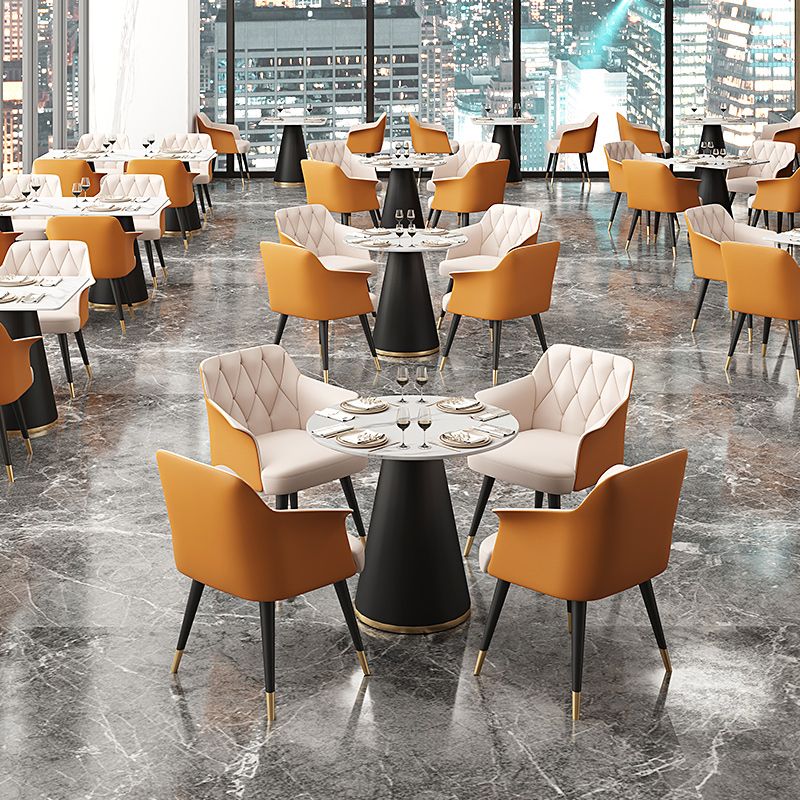 Modern Style Dining Table Sintered Stone Table with Metal Base for Dining Room