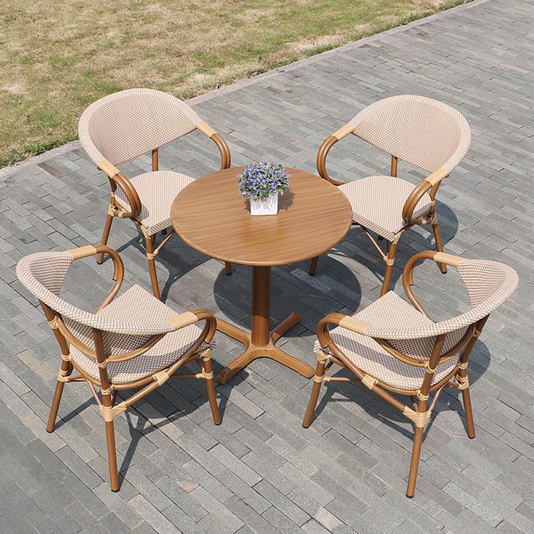 Tropical Beige Armchair/Side Chair with Fabric Back and Aluminum Base