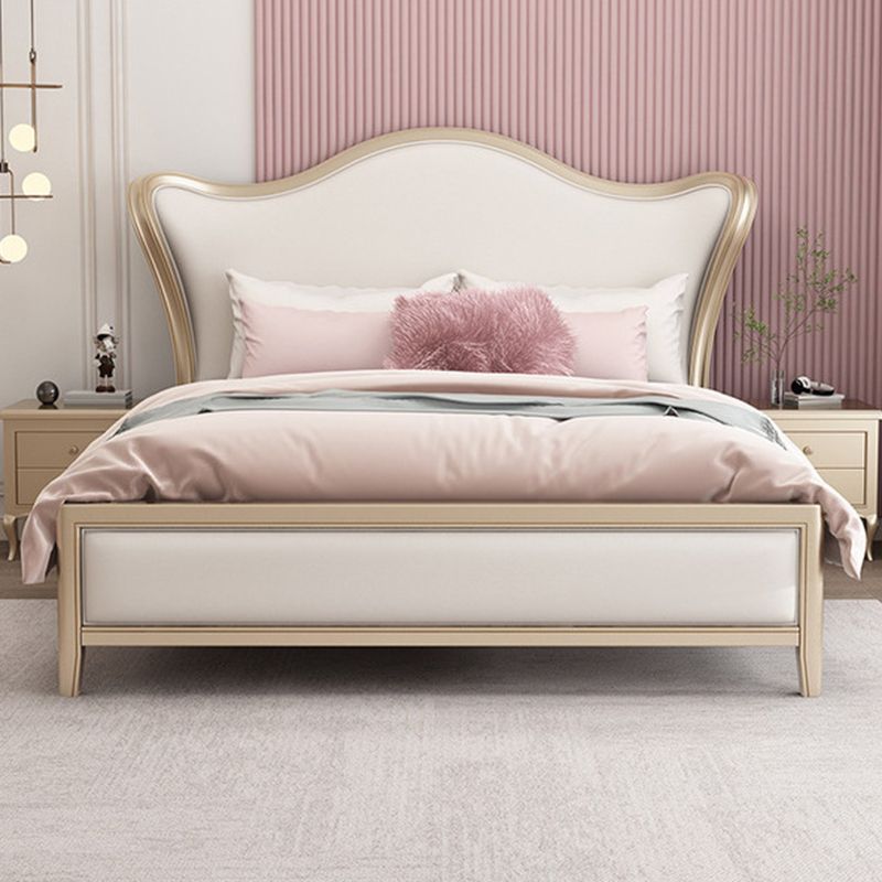 Victorian Standard Bed Foam Pine Wood Bed Frame With Custom Gold Legs