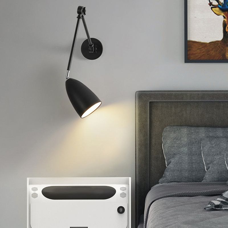 Metal Shade Wall Light Modern Single Light Adjustable Wall Sconce for Bedroom