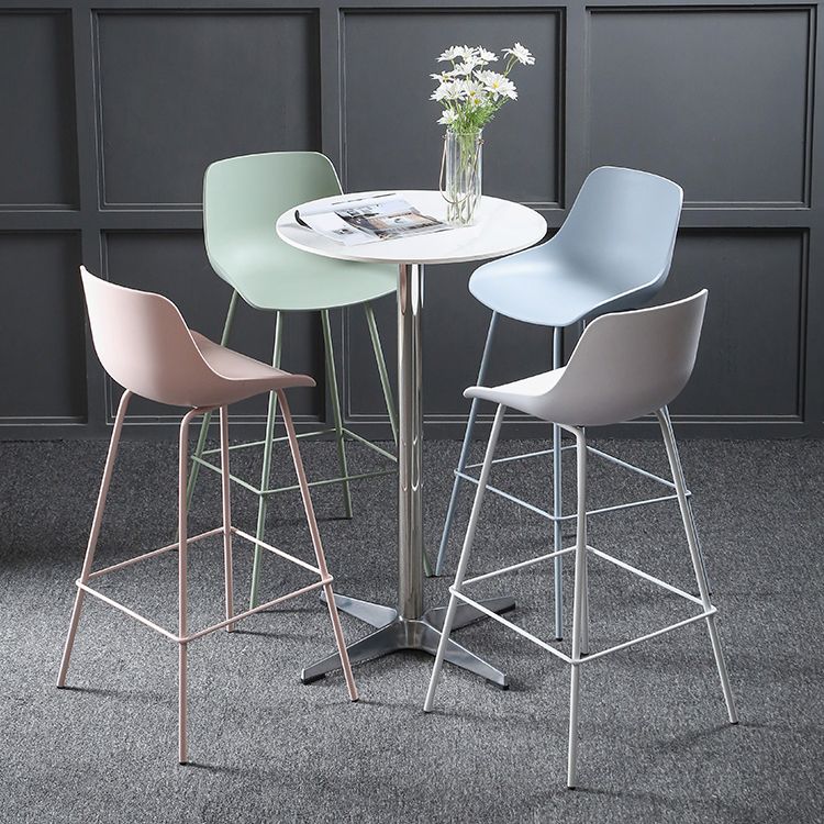 Nordic Plastic Bar Stool Low Back Counter Bar Stool with Metal Legs for Home