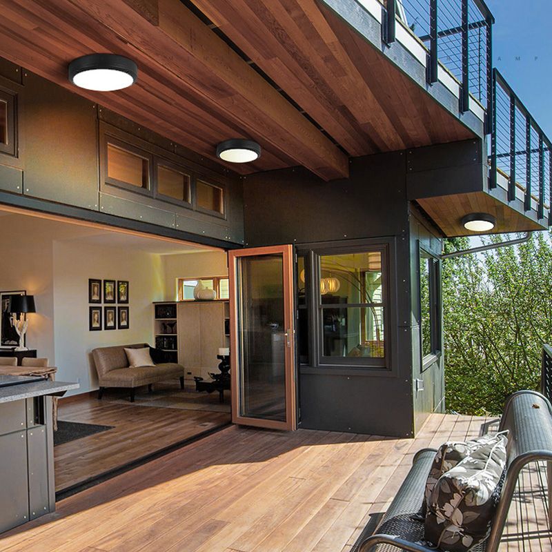 Minimalist Drum LED Flush Mount Light Aluminum Outdoor Flush Mount Ceiling Light