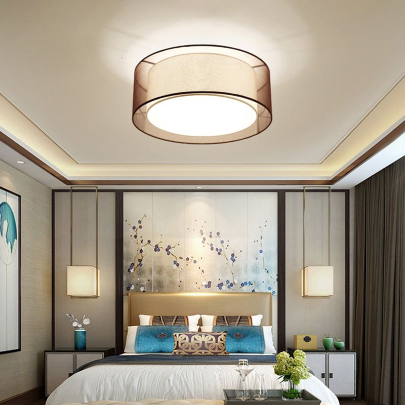 Plafonnier carré/rond en tissu de Style chinois, plafonnier pour salon