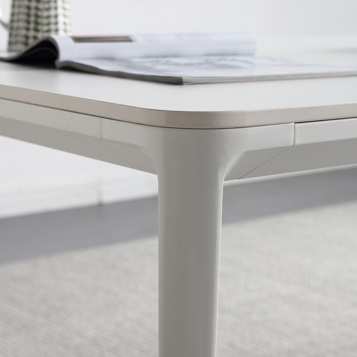 Mesa de comedor de cocina blanca moderna Mesa de comedor rectangular de piedra sinterizada con 4 patas base