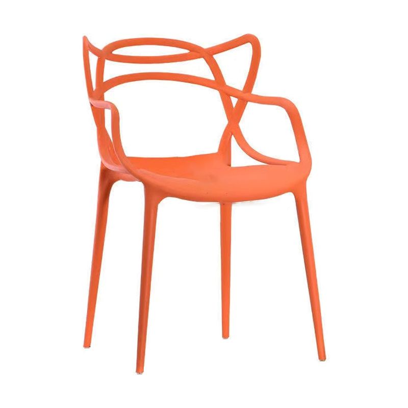 Contemporary Style Dining Armchair Plastic Open Back Dining Chair