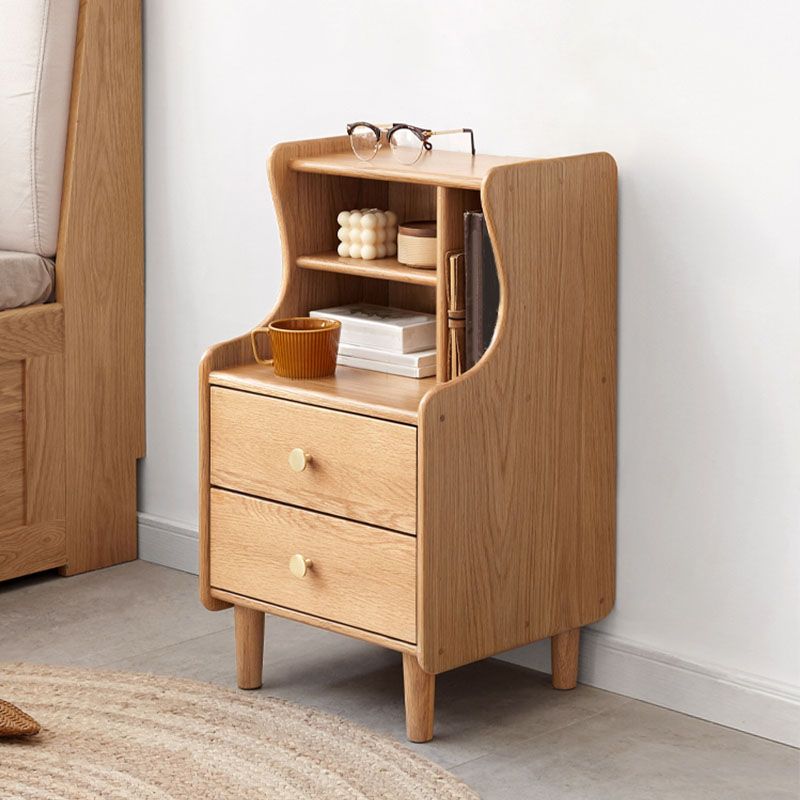 Modern Style Wooden Bedside Cabinet Open Storage for Bedroom
