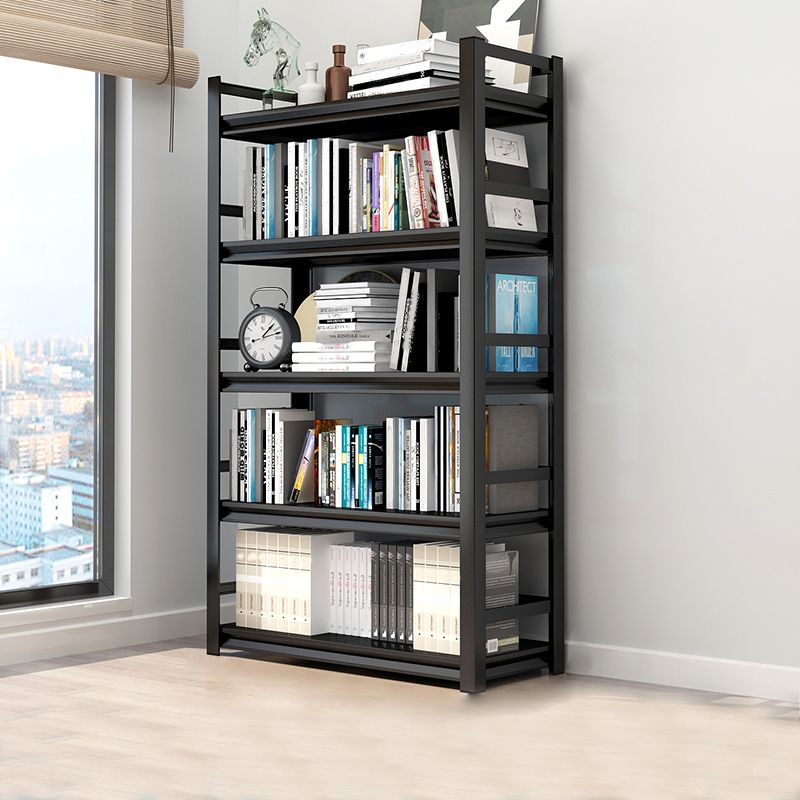 Metal Open Etagere Bookshelf Black Industrial Vertical Bookshelf for Home