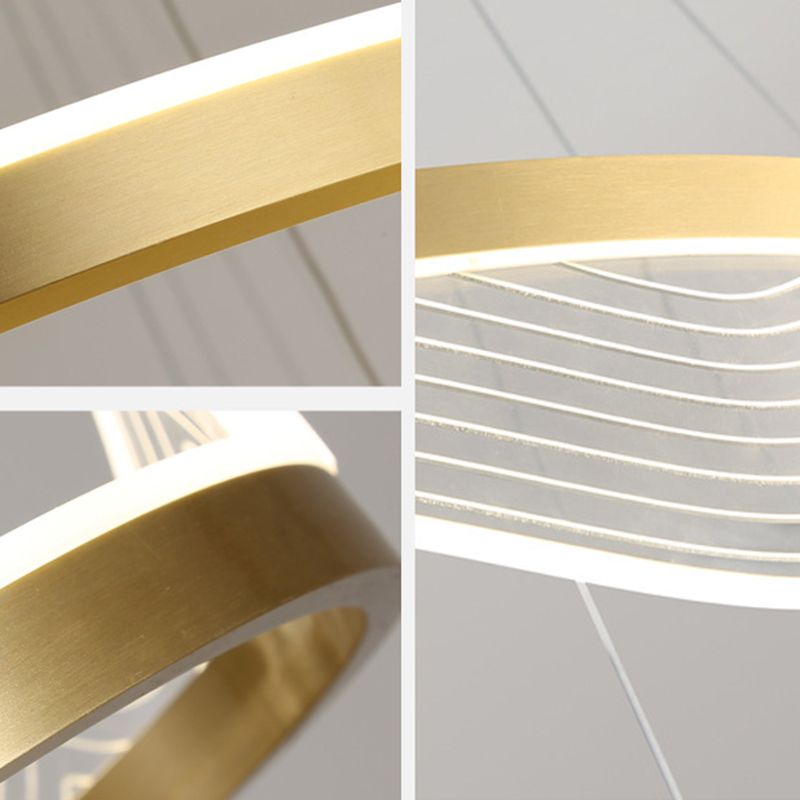 Ring Bedroom Chandelier Pendant Light Metal LED Simple Style Pendant Lighting Fixture in Gold