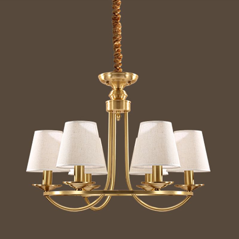 Metal Gold Ceiling Suspension Lamp Tapered Traditional-Style Chandelier Lighting Fixture
