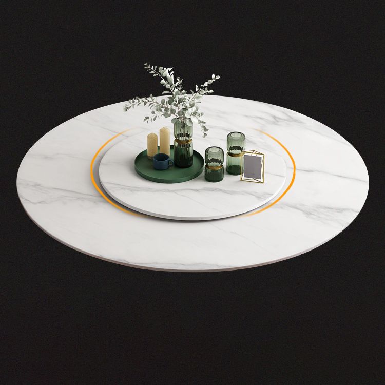 Sintered Stone Top Rotatable Round Table Modern Dining Table with Pedestal Base