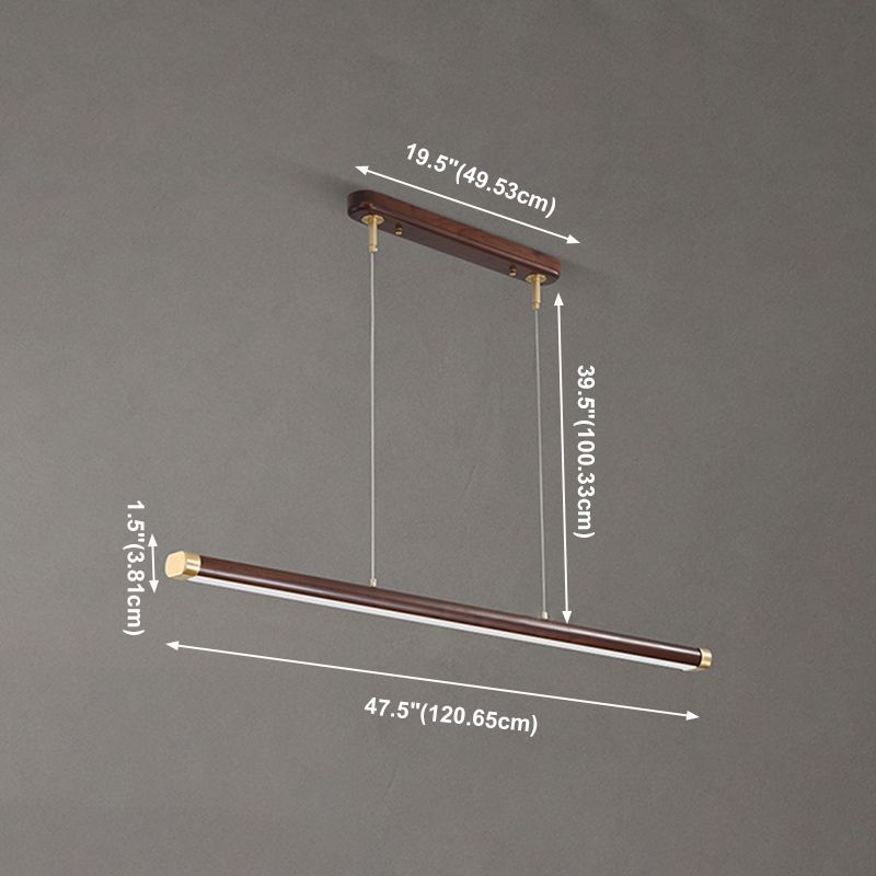 Modern Pendant Lighting Island Spherical Hanging Island Light Wood 1-Light