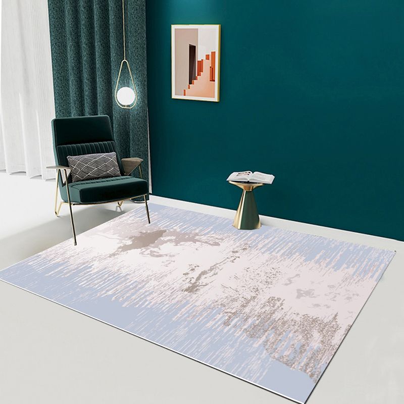Blue Modern Carpet Polyester Pattern Carpet Stain Resistant Carpet for Home Decor