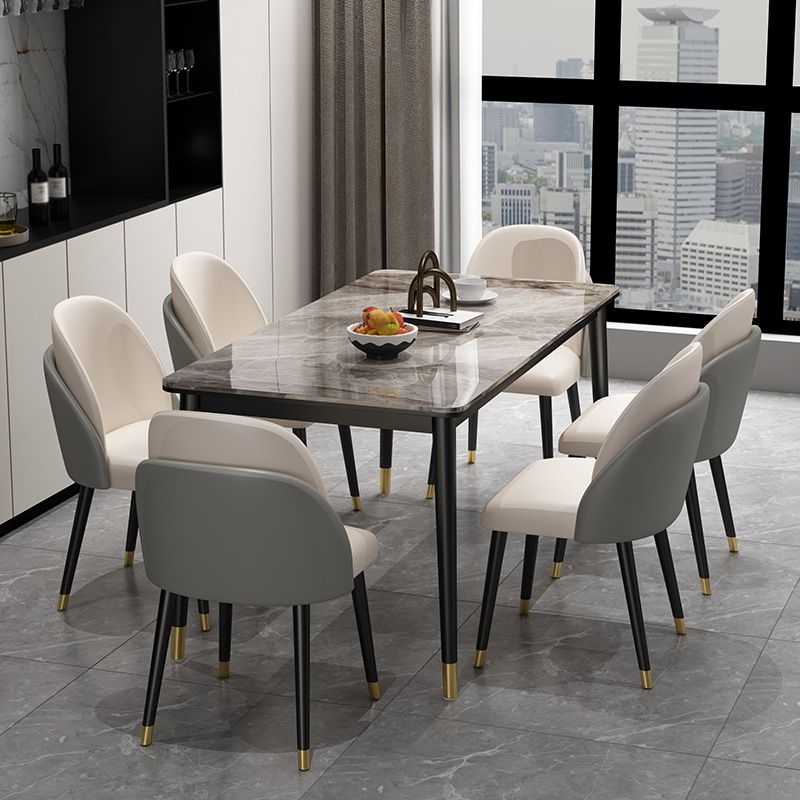 Minimalist 1/2/5/7 Pieces Furniture Stone Rectangle Dining Table Set for Home