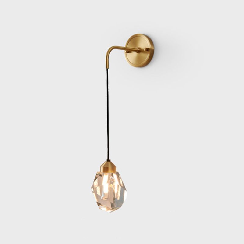Contemporary Wall Sconce Crystal and Brass Sconce Lighting for Hallway