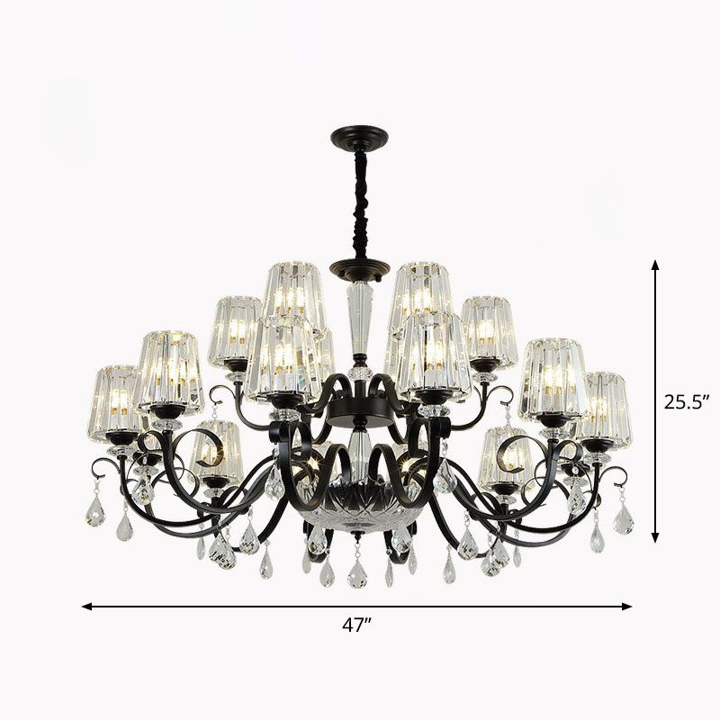 Lámpara de colgante de cono de cristal prismático Luz de lámpara de techo contemporánea con decoraciones de gotas
