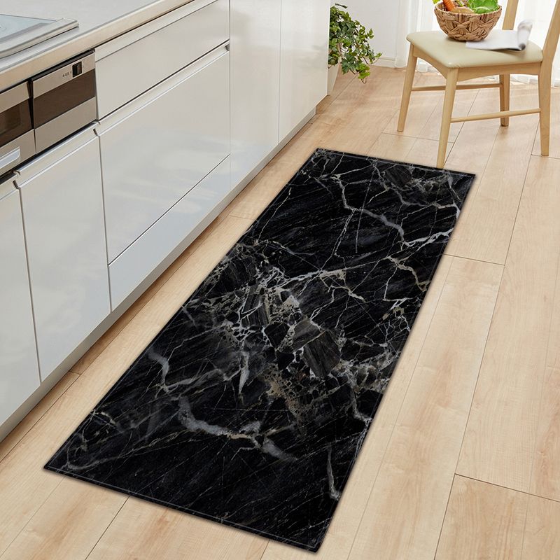 Industrial Marble Print Rug Polyester Indoor Carpet Non-Slip Backing Area Rug for Home Decoration