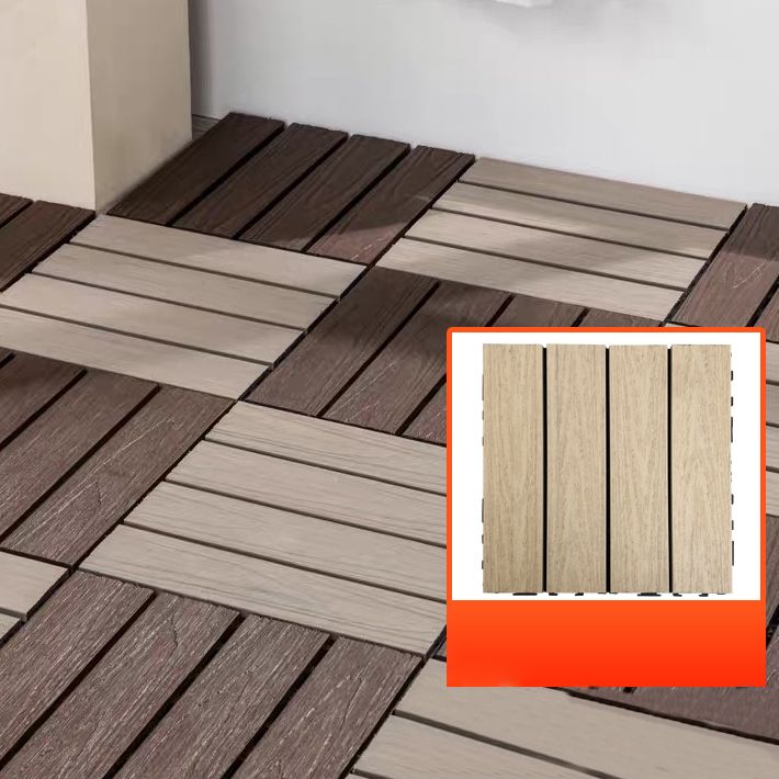 Composite Square Decking Tiles Interlocking Striped Pattern Patio Flooring Tiles