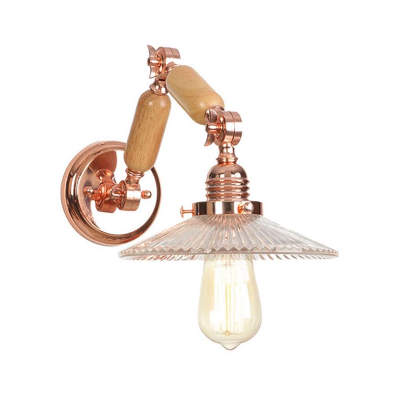 Ein Glühmandlicht mit Kegelschatten klarer prismatischer Glas Industrielles Wohnzimmerleuchten mit gekrümmtem Arm